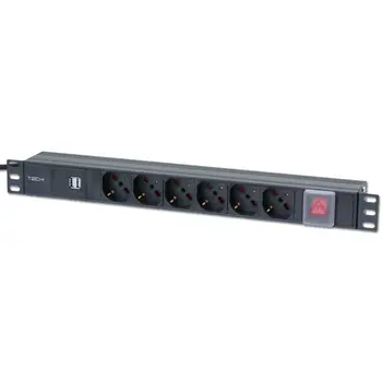 

Power Strip for rack 19 ''6 seater with switch and 2 USB sockets 1 U