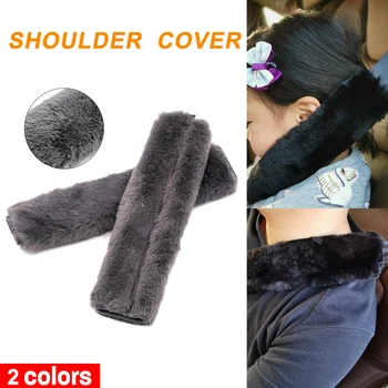 

2pcs Car Safety Seat Belt Strap Pad - Harness Shoulder Sheepskin Cushion Autumn Winter Neck Warmer 3