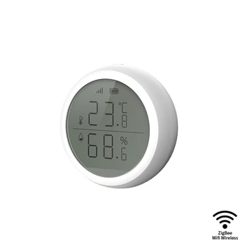 

ZigBee Temperature Humidity Sensor With LCD Screen Display Working White With TuYa ZigBee Hub Battery Powered Smart Life