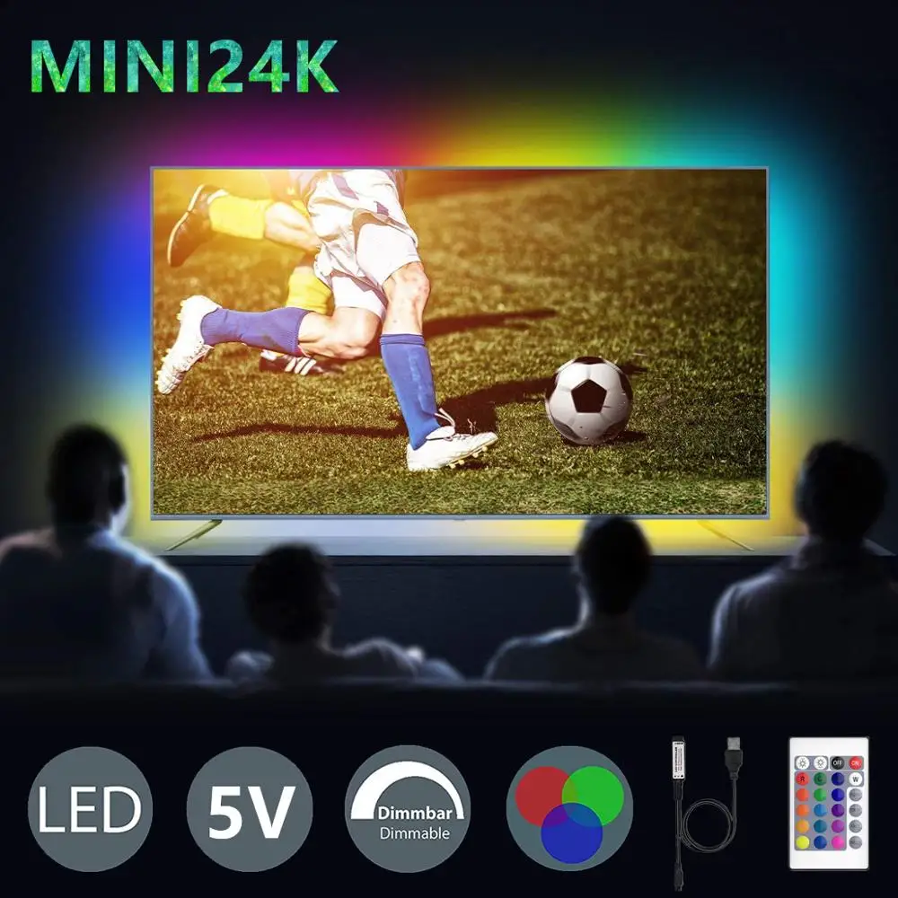 

5V USB Power LED TV Strip light MINI24K RGB 5050 SMD 60LEDs/m TV Desktop Backlight & Bias lighting 0.5M 1M 2M IP65 Waterproof