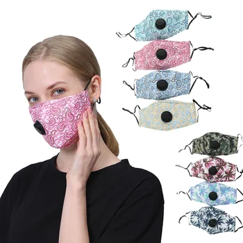 

3PCS Fashion Totem Mouth Mask Reusable Washable Face Mask Breathable With Fliter Pad Anti Flu Dustproof Valve Mouth fabric Mask