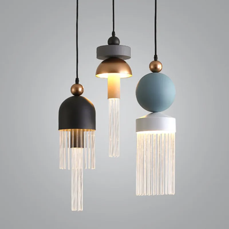 

Nordic LED Glass Light Fixtures Bedroom Bedside Hanging Lamp Restaurant Minimalist Chandelier Lighting Lustre Kitchen Chandelier