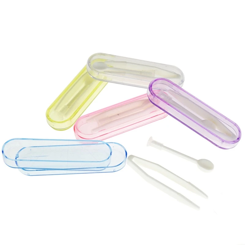 

5 Pcs Contact Lenses Tweezers Random Multicolor Portable Clear Eyewear Box Soft Tip Suction Stick Tweezer