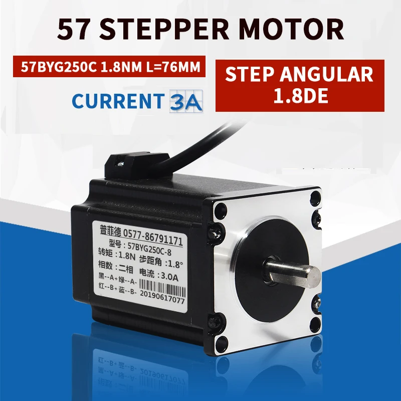 

NEMA23 cnc stepper motor 57 x76mm1.8N.m 4-Lead 1.8deg Nema 23 3A 57BYG250C D=8mm For CNC machine and 3D printer! high quality