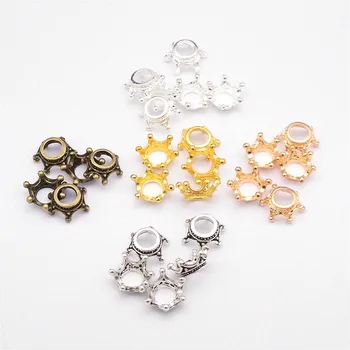 

50pcs 14x6mm Gold Silver Antique Bronze Crown Charm Beads Connectors Charms End Beads Cap For DIY Jewelry Making Crafts Findings