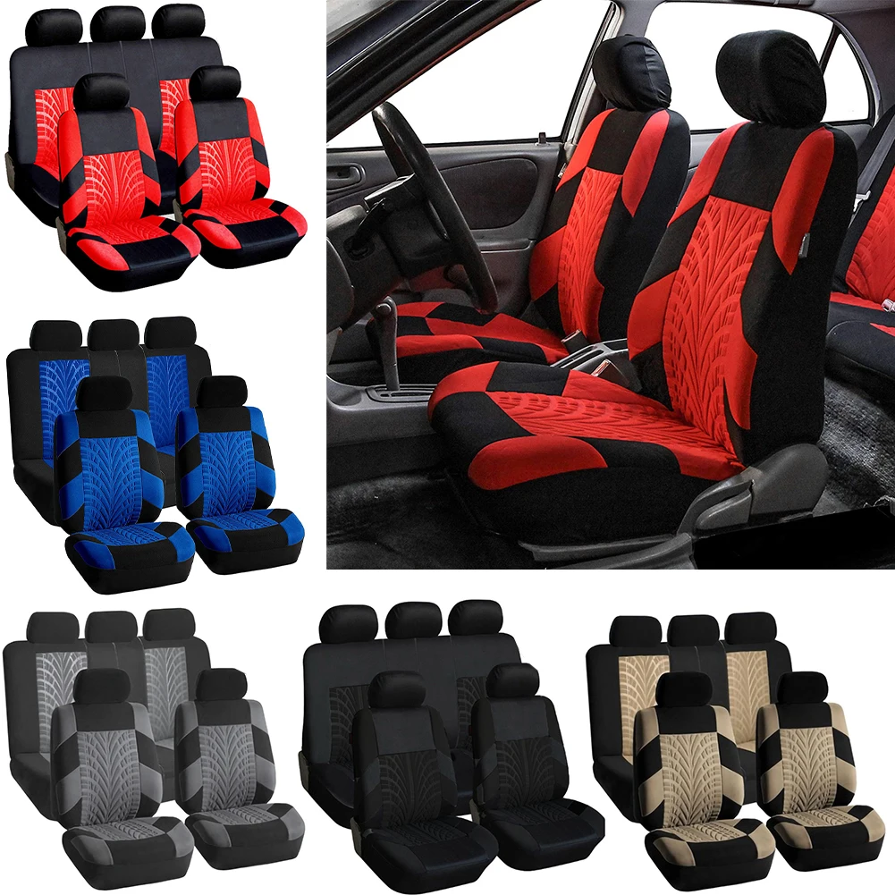 Full Car Seat Covers Set Universal Polyester Fabric Auto Protect Covers