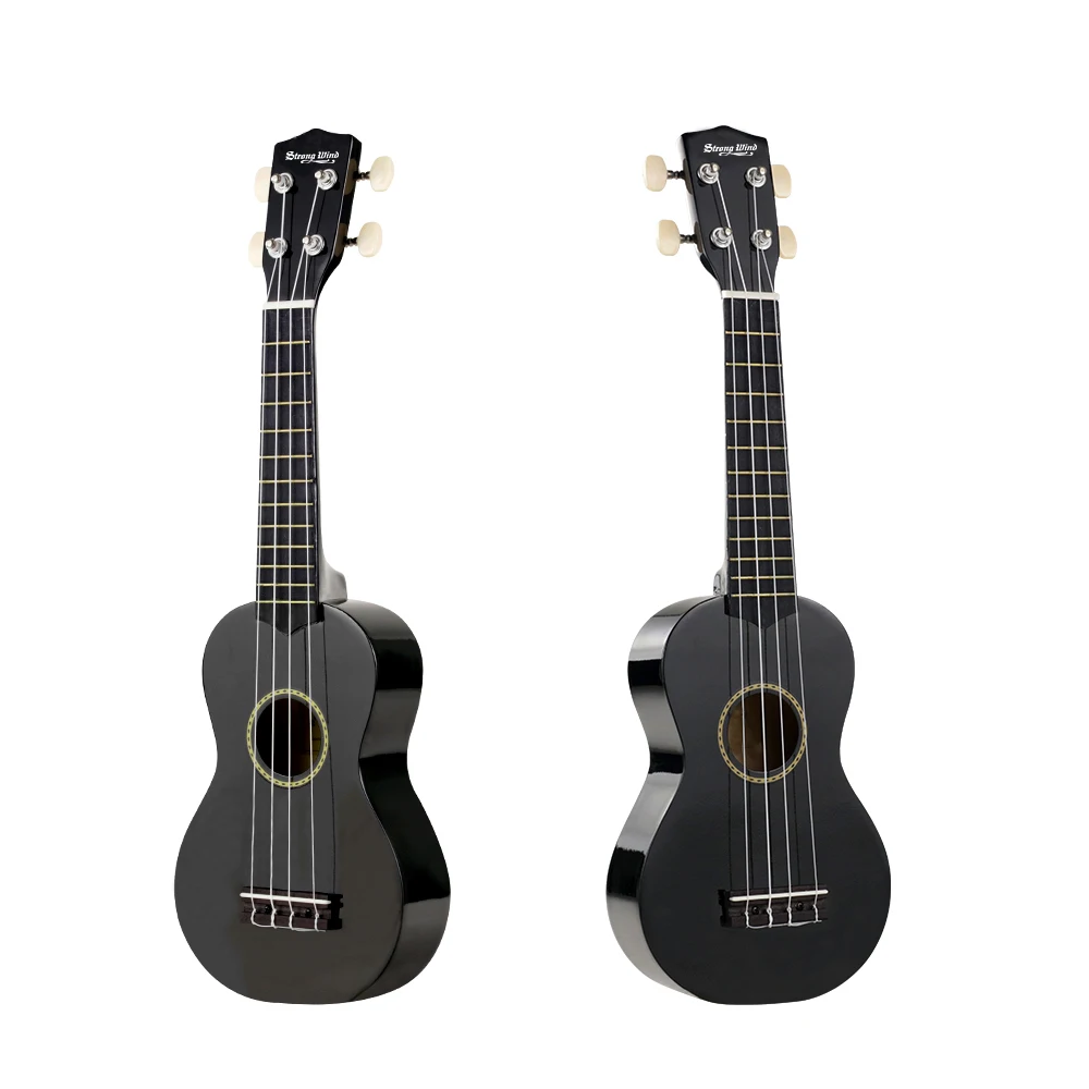 Сопрано укулеле 21 дюймов дети Ukelele Начинающих Акустическая Гавайская гитара твердой древесины черный розовый синий коричневый с полным комплектом