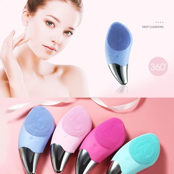 

Mini Electric Facial Cleansing Brush Silicone Sonic Face Cleaner Deep Pore Cleaning Skin Massager Waterproof Skin Care Device