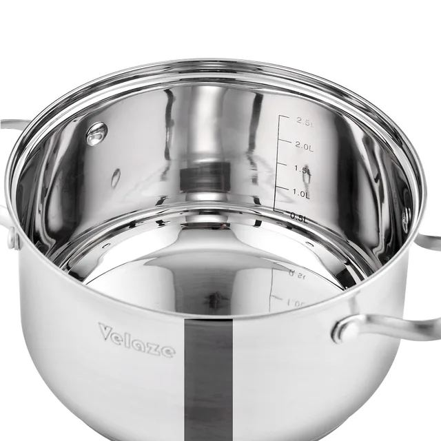 Velaze Edények Készlet Rozsdamentes Acél 8 Darabos Főző Edény Serpenyő Indukciós Biztonságos Rakott Üvegfedel Nem Botokkal - Image 6