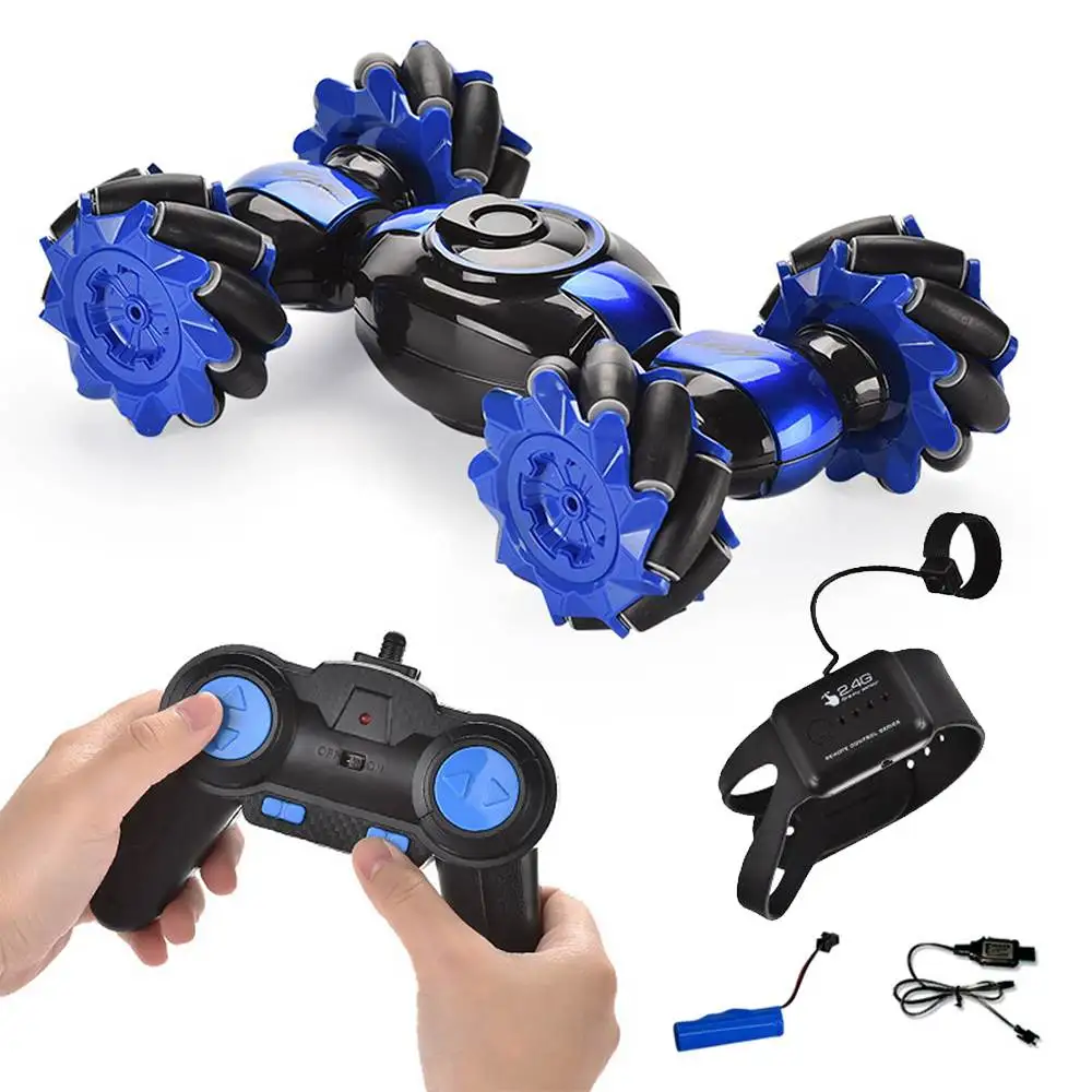 

360 Twisting RC Stunt Car Watch Control With Music and Ligh USB Charge Gesture Sensing Stunt Remote Control Car for Kids Boy