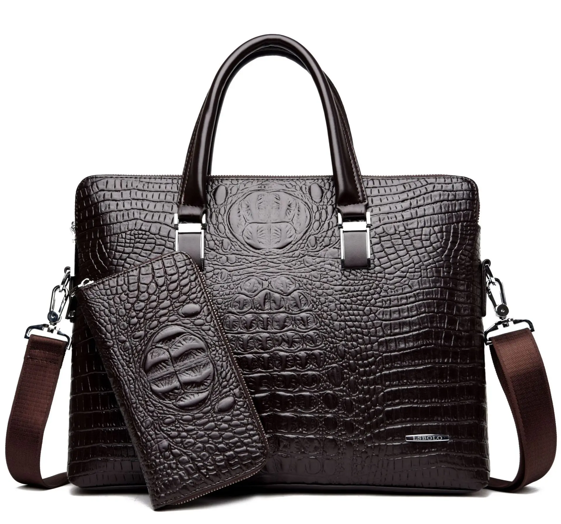 

Men Tote Bags Set Crocodile pattern computer bag Famous New Man Leather Messenger Bag Male Cross Body Shoulder Business BagsFor