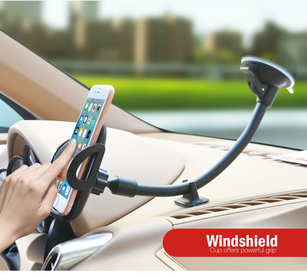 

Universal Car Phone Holder Mobile Phone Support Telephone Car Holder Stand Long Arm Windshield Mount For iPhone 11 X 7 6S oppo