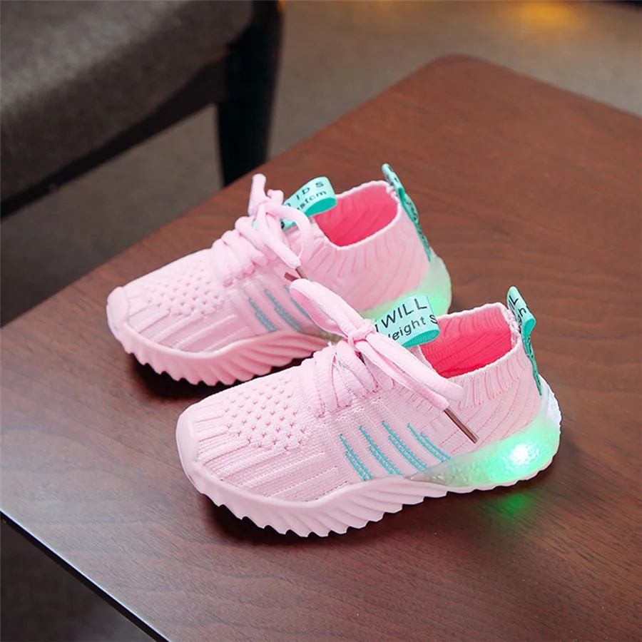 Children's sneakers LED lights boys and girls candy color soccer shoes LED light sports shoes casual shoes light shoes #40J30 (31)