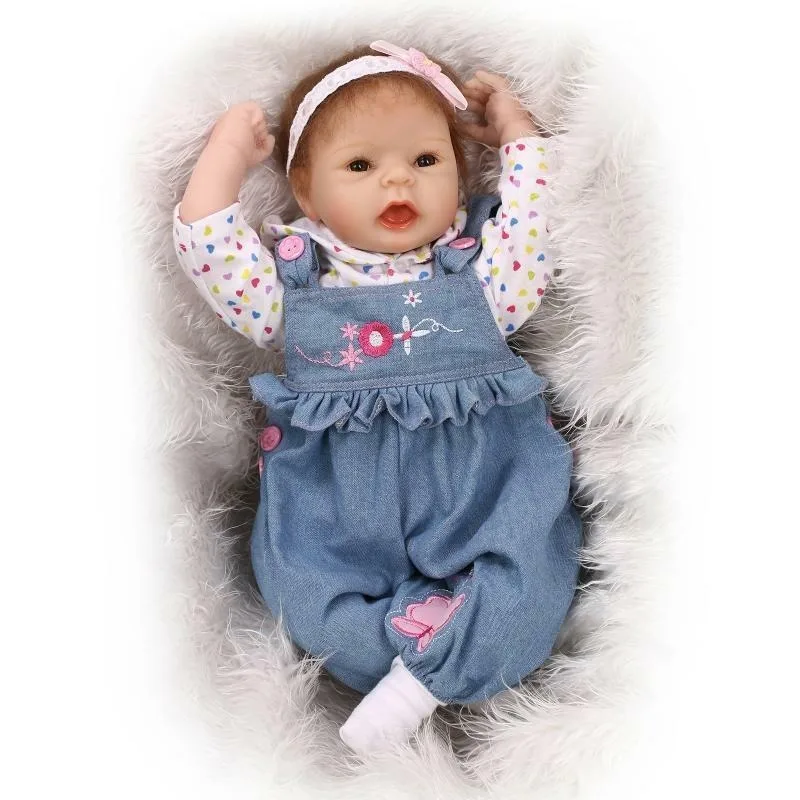 22 Inch 55 Cm Rebirth Baby Soft Silicone Simulation Pretty Girl Doll Baby Doll Toy  Reborn Dolls Babies  Silicone Baby Doll original 9 inch pretty u39gt hd ltl090cl01 ips lcd screen