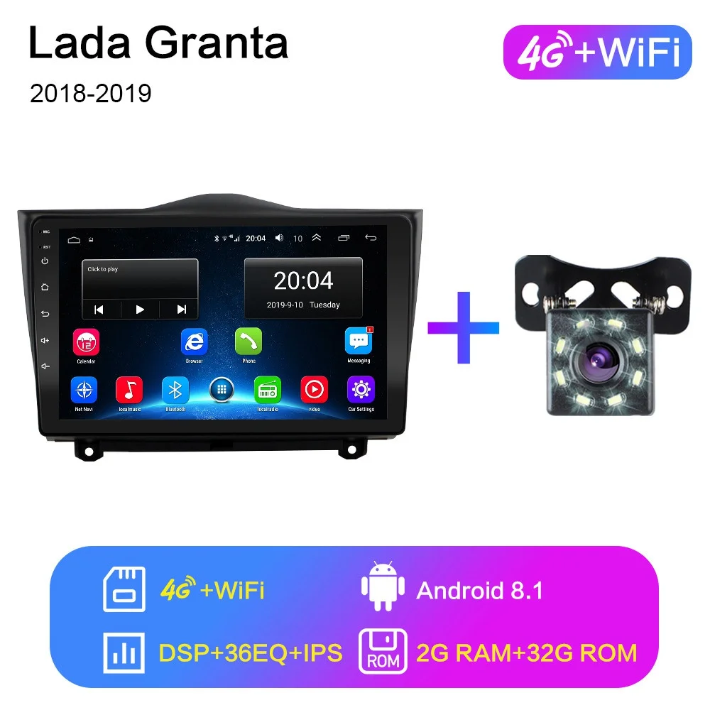 4G-WIFI 2G-32G-8LED 2G+ 32G " 2din Android 8,1 автомобильный Радио мультимедийный плеер для Lada Granta автомобильный Радио gps навигация wifi плеер без DVD - Цвет: 4G-WIFI 2G-32G-8LED