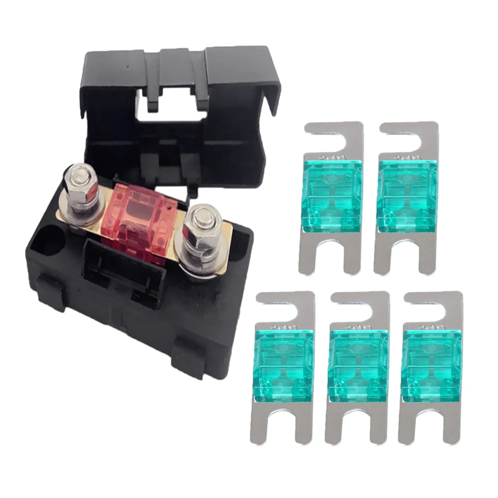 30A Automotive Car Mini ANS Fuse Holder Fusebox Block & 5pcs ANL Fuses