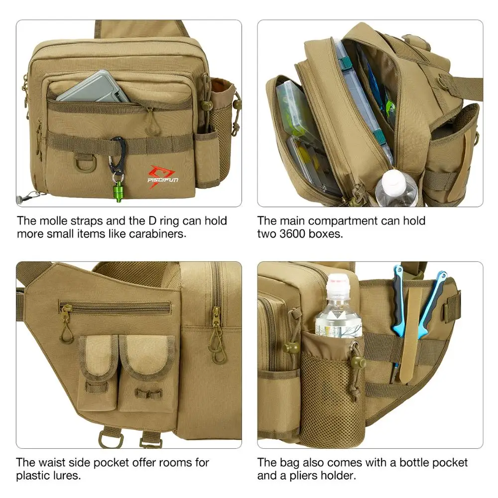  Piscifun Fishing Bag Multifunctional Fishing Tackle Bag Nylon Outdoor Water-resistant Sling Reel Lu - 4000214617518