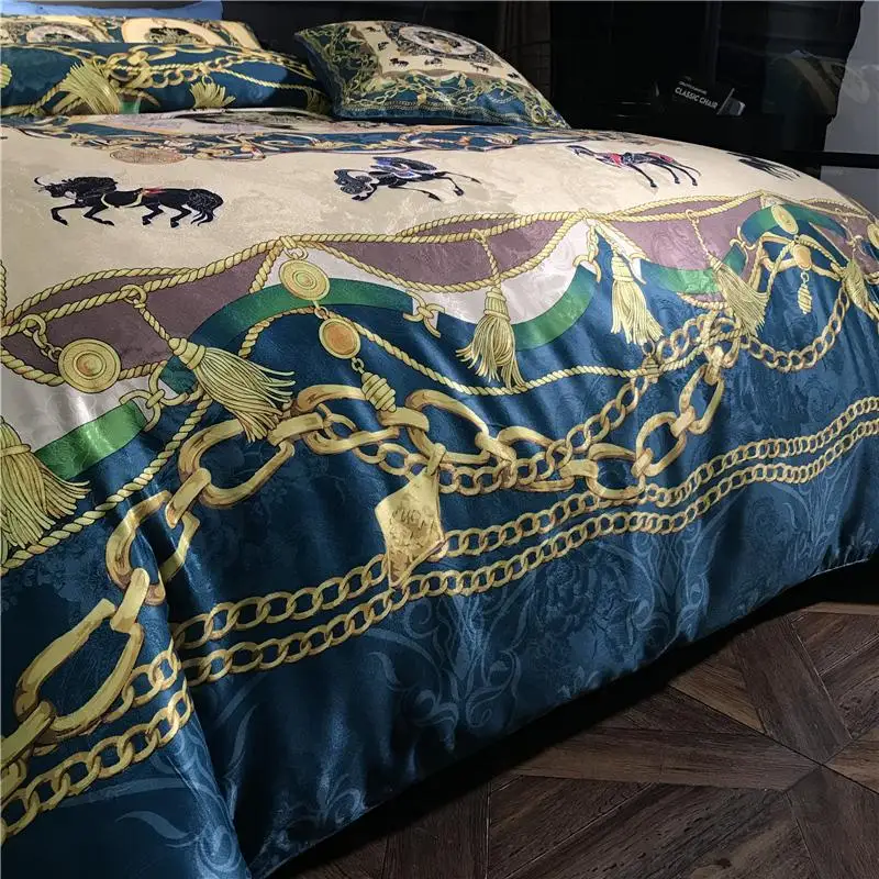 Роскошный шелковый хлопковый жаккардовый дворцовый Комплект постельного белья