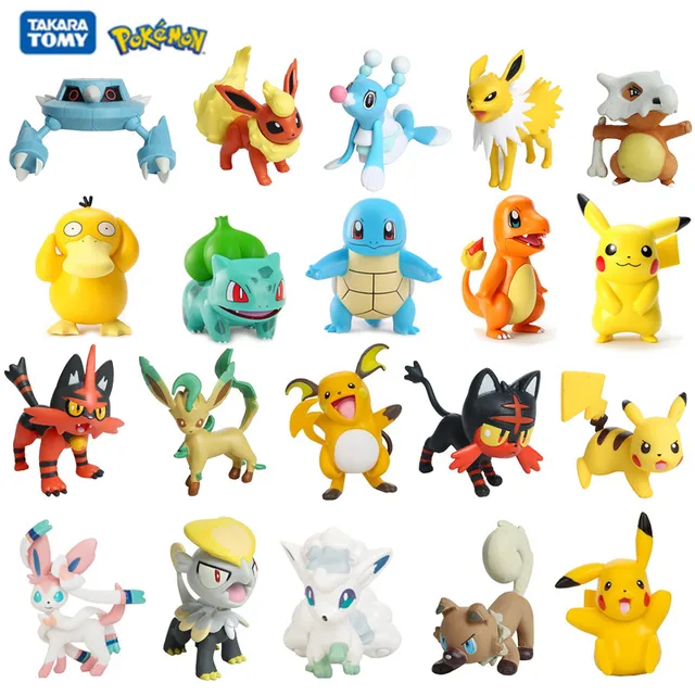 Figuras de acción de Pokémon de 3-8CM, diferentes estilos, Pikachu, Eevee, Vulpix, Charmander, Sylveon