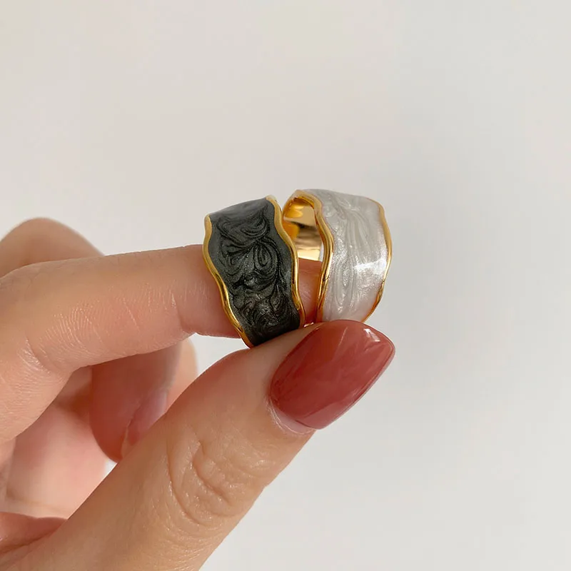 Enamel Wide Ring finger ring adjustable rings For Women Men Punk Multicolor Adjustable Vintage Metal Index Finger Rings Jewelry Party Gift