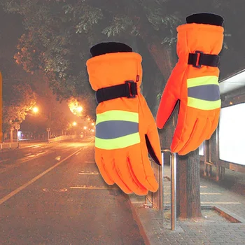 

Reflective Riding Ski Gloves Practical Winter Plus Velvet Waterproof Windproof Zipper Pocket Air Vent Snowboard Gloves Outdoor