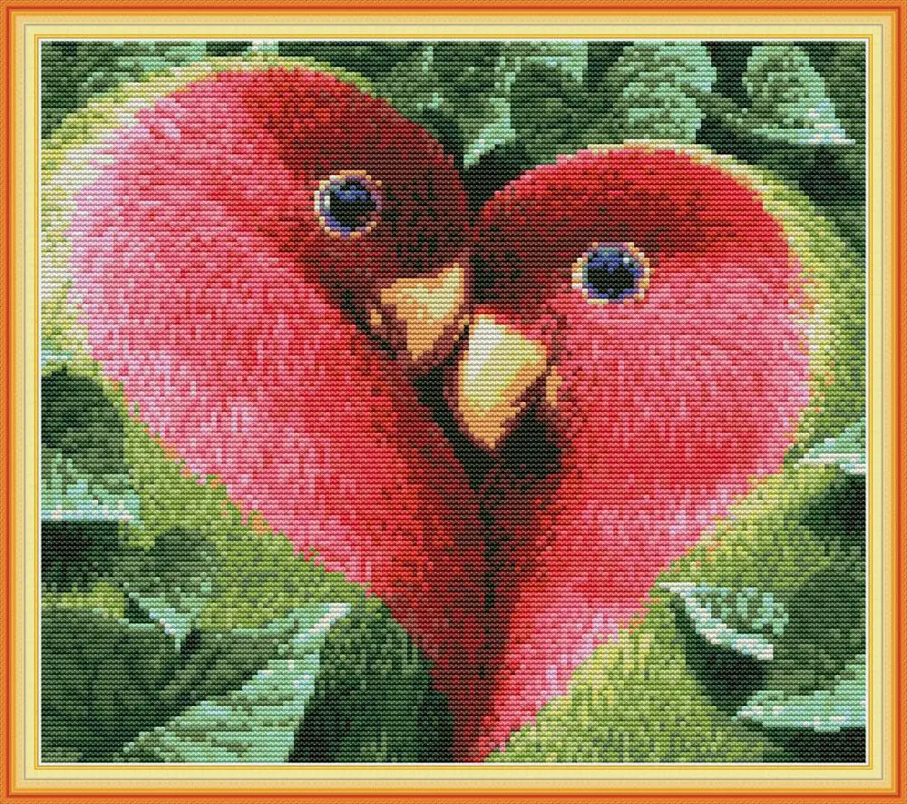 

Love bird cross stitch kit aida 14ct 11ct count print canvas cross stitches needlework embroidery DIY handmade