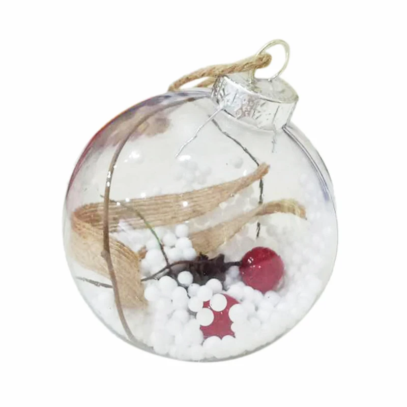 4Pcs Christmas Tree Decorations Ball Transparent Open Plastic Clear Ornament Tree Decorations Xmas Supplies Candy Ball