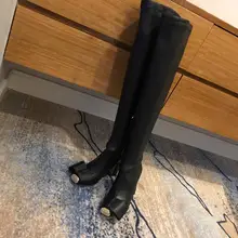 Обувь; женские кожаные высокие сапоги; роскошный дизайн; Высокий каблук 9 см; пикантные женские модельные туфли с квадратным носком; Chaussures Femmes De Mujur