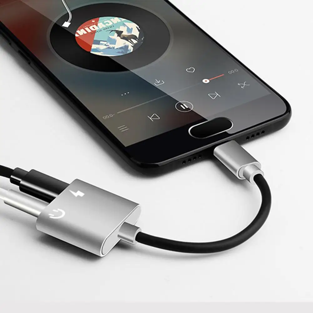 USB адаптер 2 в 1 Type c Lightning на 3 5 мм разъем AUX аудио наушники зарядное устройство