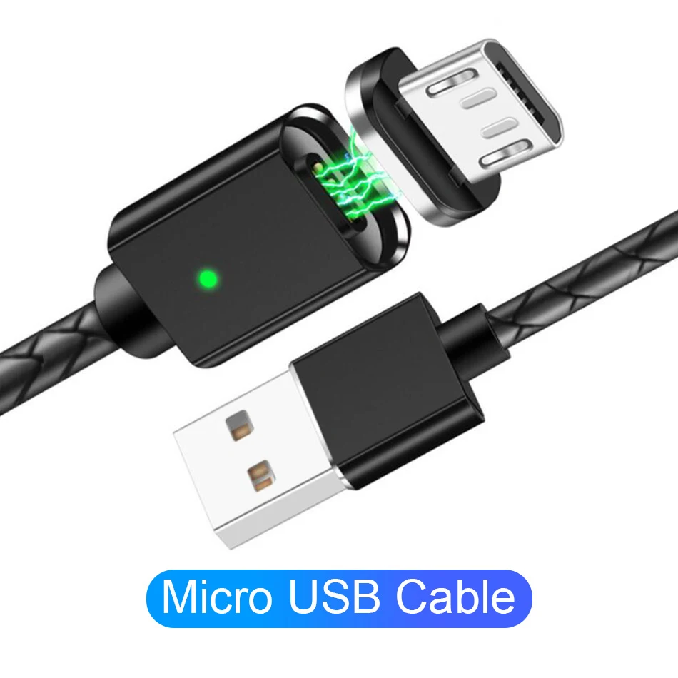 Магнитный зарядный кабель Micro usb type C для Apple iPhone Lighting Cable 3A Быстрая зарядка провод заглушка для защиты мобильного телефона от пыли шнур зарядного устройства - Цвет: For Micro Black