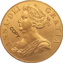 24 K позолоченный 1714 Великобритания 1 Guinea-Anne копия монет