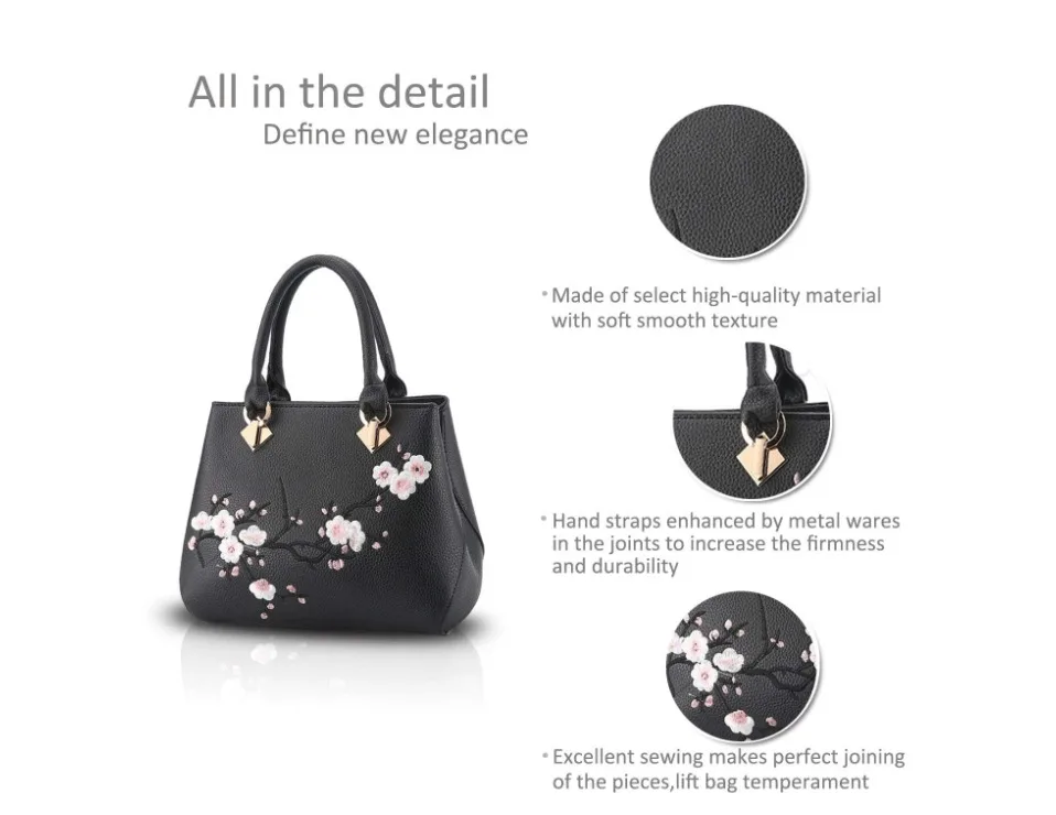 IKAIF NEW Flowers Embroidery Women Messenger Bag Cherry Blossoms Fashion Simple Popular Handbags Lady Female Brand Designer