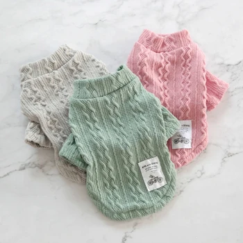 

Classic Solid Puppy Dog Sweater Winter Warm Clothing for Small Dogs Costume Chihuahua Coat Knitting Crochet Cloth Jersey
