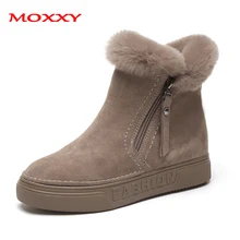 New Winter Boots Warm Plush Snow Boots Platform Suede Furry Boots Women Shoe Flat Heel Round Toe Zip Soft Comfort Boot