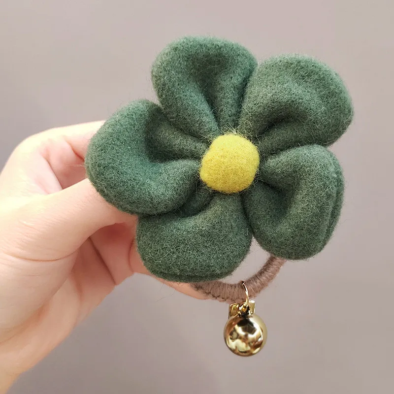 1 ring green Аксессуары для волос женские резинки BB зажим в форме цветка для девочек милые эластичные резинки для волос женский головной убор конский хвост держатель - Цвет: 1 ring green