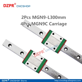 

MGN9 300mm 2Pcs 11.81 in Miniature Linear Rail 4Pcs MGN9C Carriage Block for 3D Printer CNC Machine CNC Parts