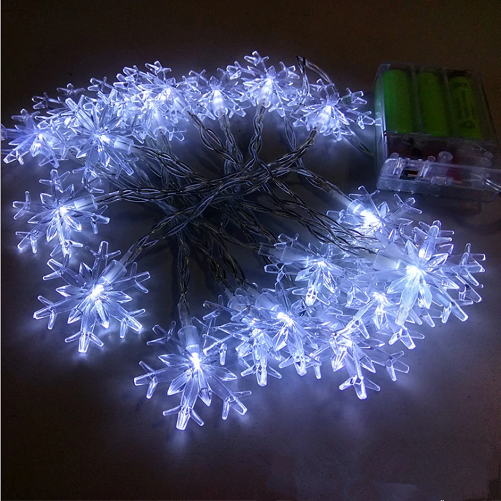 Светодиодный светильник Kerst Sneeuwvlok Lichten Batterij управляемый 10 20 40 80 100 светодиодный Verlichting voor Slaapkamer банда патио Tuin Yard - Испускаемый цвет: White