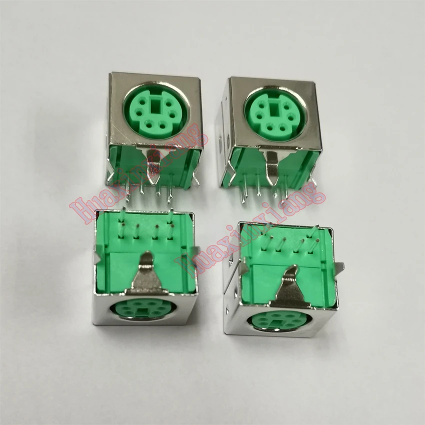 20PCS/Lot PS2 6P Female Plug/Jack/Socket Connector Green 6Pin for keyboard/mouseconnector 6p