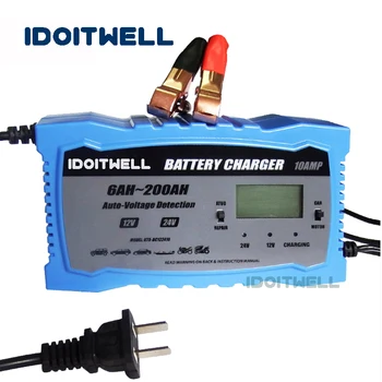 

LCD display 12V 24V lead acid battery charger 12V 10A 24V 6A Universal fast Car Truck battery charger for 12V 24V SLA AGM GEL