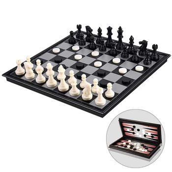 

Magnetic Chess Set for Kids and Adults with 3 in 1 Chess Checkers and Backgammon, 12.4 Inch Travel Portable Folding Chess Sets G