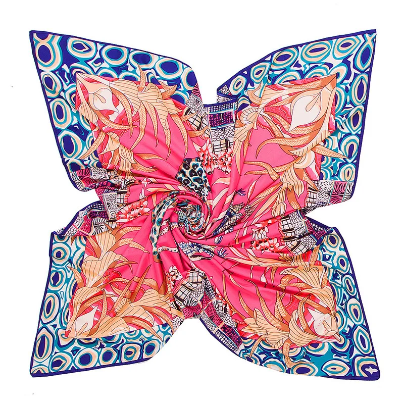 Luxury Brand 100% Twill Silk Scarf Multicolor Horse Square Scarf New Design Print Kerchief Women Neck Shawl Wraps Echarpe 130cm 5