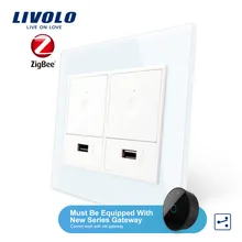 Livolo стандарт США/Австралии SeriesWall Smart wifi app сенсорный выключатель, 1+ 1 банда 2Way, с usb-разъемом, aleax, google home, без логотипа