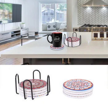 

1 Set Practical Absorbent Heat Resistant Table Mats Coasters Drink Mats for Cafe Mugs Tea Pot