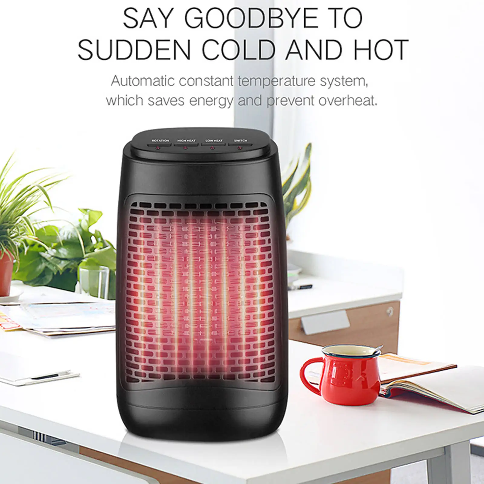220-250V Electric Space Heater Adjustable Normal Fan Thermostat Nursery Desk