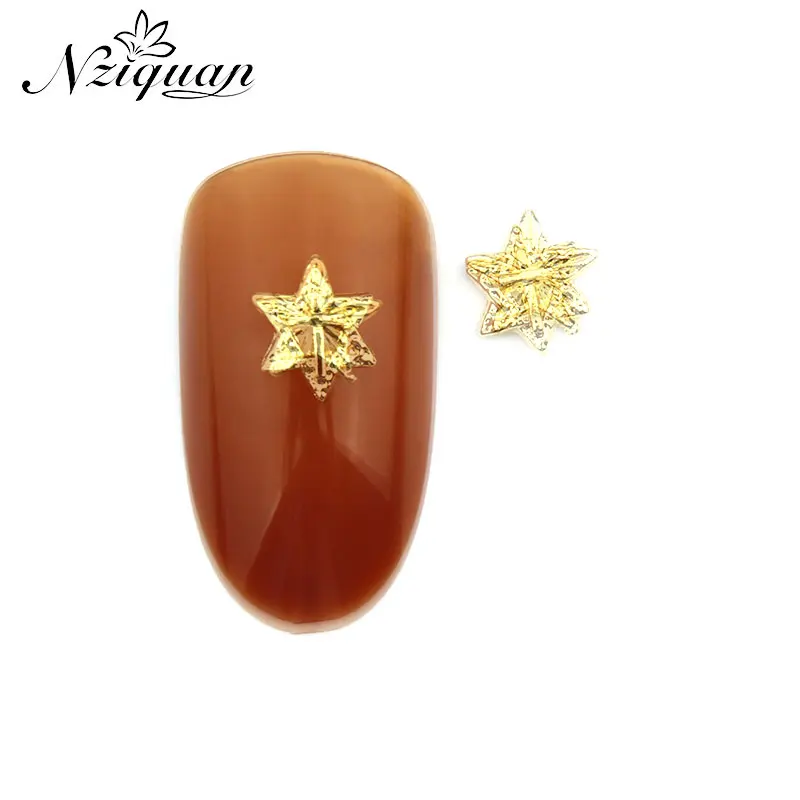 

New 20pcs golden six-pointed star nail decoration stickers charm geometric metal alloy ladies nails DIY nail decorations