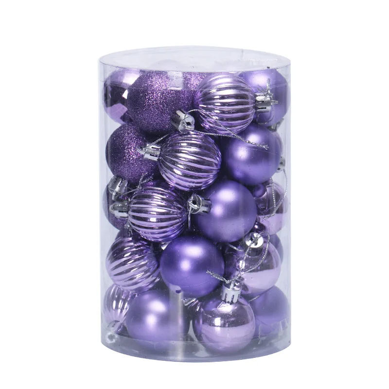grey violet 34 шт., Рождественские елочные шары, наборы 8 см, 6 см, 4 см, рождественские украшения, свадебные украшения для домашней вечеринки, рождественские подвесные украшения, подарки - Цвет: grey violet