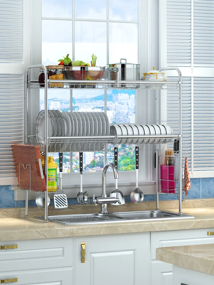 Sinoya Drainage Rack Stainless Steel Bowl Disk kitchen storage shelf bathroom organizer mac makeup etagere rangement cuisine | Дом и сад