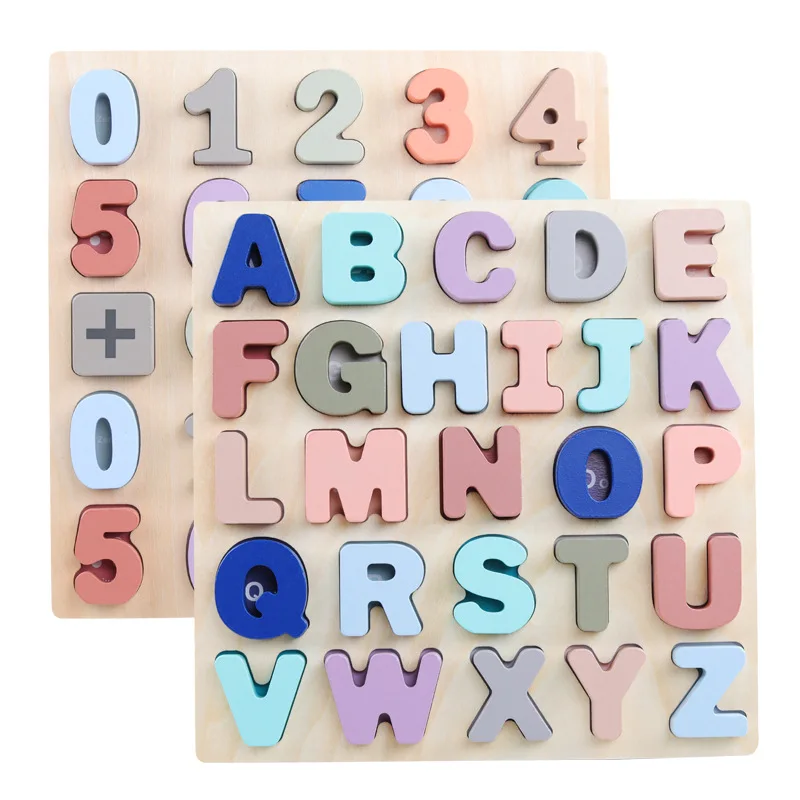 

Wood with Numbers +/- Shape Lettered Color Cognitive Matching Macarons Series Baby Educational Early Childhood Toy