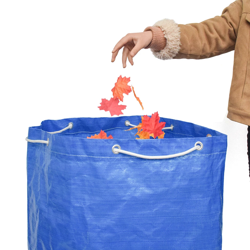 High-Capacity Drawstring Leaves Bag Garden Rubbish Toys Storage Bag - Blue