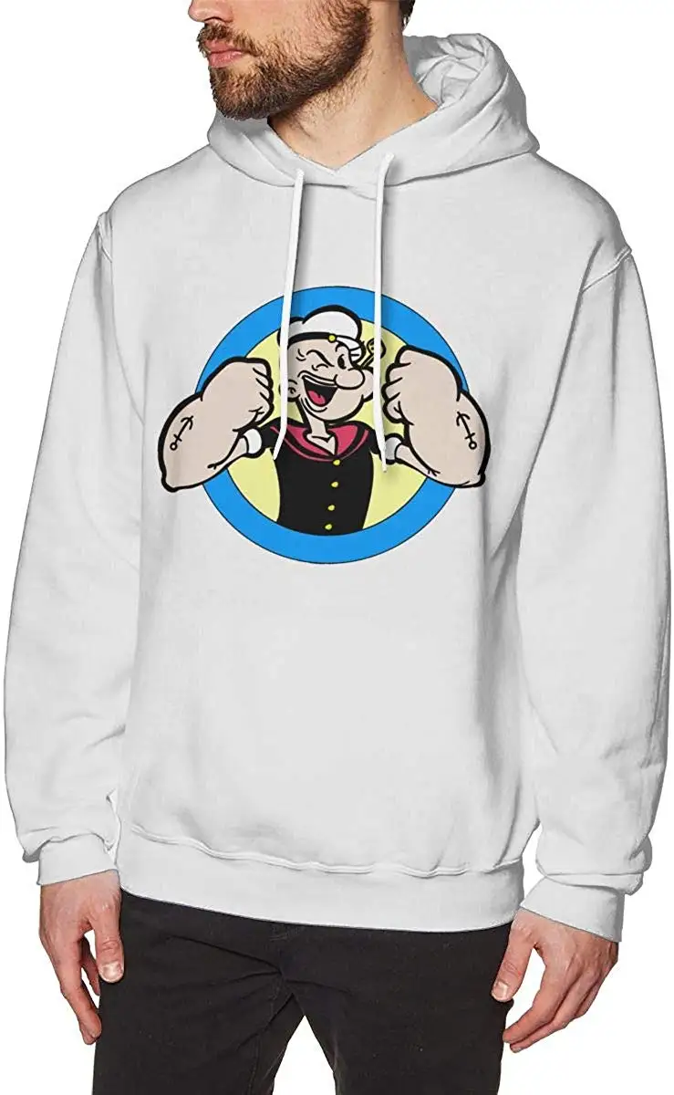 TSDFCMen's Classic Popeye Design Gift Long Sleeve Hoodie Tops Blouse with Hat |